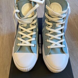 Alexander McQueen Blue and White High-Top Sneakers